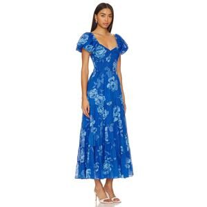 Free People Sundrenched Maxi Dress Sapphire Combo Size Medium Fairy